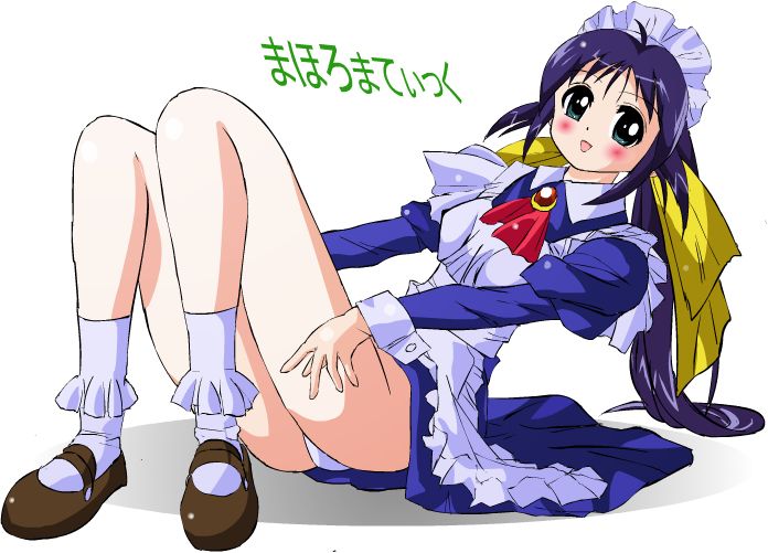 andou mahoro, mahoromatic, blue hair, green eyes, maid, panties, underwear