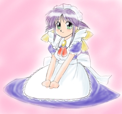 andou mahoro, mahoromatic, lowres, blue hair, green eyes, maid