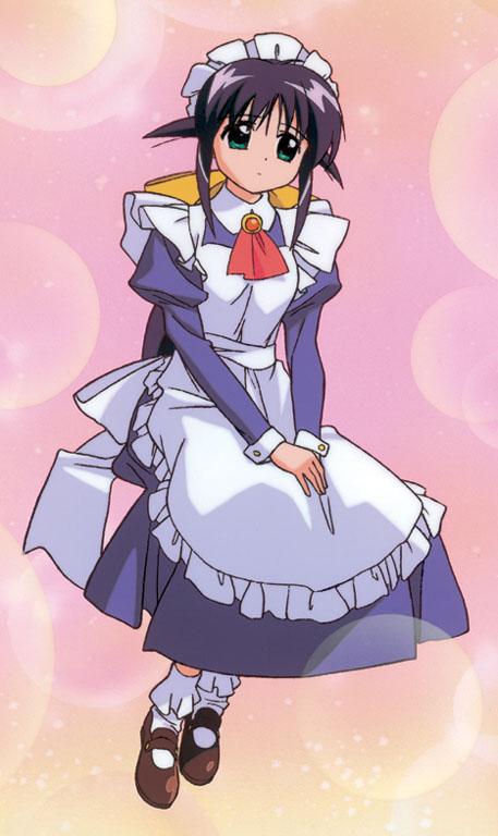 andou mahoro, mahoromatic, blue hair, green eyes, maid