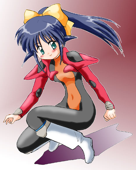andou mahoro, gainax, mahoromatic, artist request, tagme, 1girl, blue hair, female focus, green eyes, solo