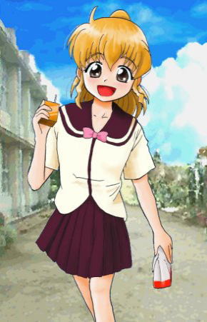 ooe chizuko, mahoromatic, lowres, blonde hair, brown eyes, school uniform, serafuku