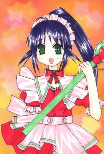 andou mahoro, gainax, mahoromatic, artist request, tagme, 1girl, blue hair, female focus, green eyes, solo