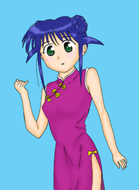 andou mahoro, gainax, mahoromatic, artist request, lowres, tagme, 1girl, blue hair, female focus, green eyes, solo