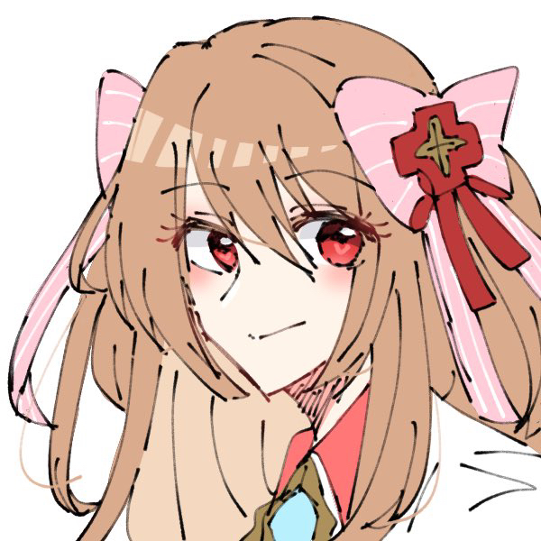 chaos marie (grimms notes), grimms notes, 1girl, 2toe, blonde hair, closed mouth, heart, heart-shaped pupils, long hair, pink eyes, smile, solo, symbol-shaped pupils, upper body