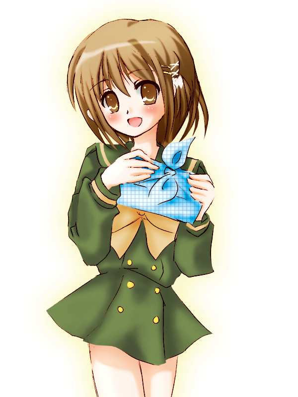 yoshida kazumi, shakugan no shana, 00s, brown eyes, brown hair, school uniform, serafuku