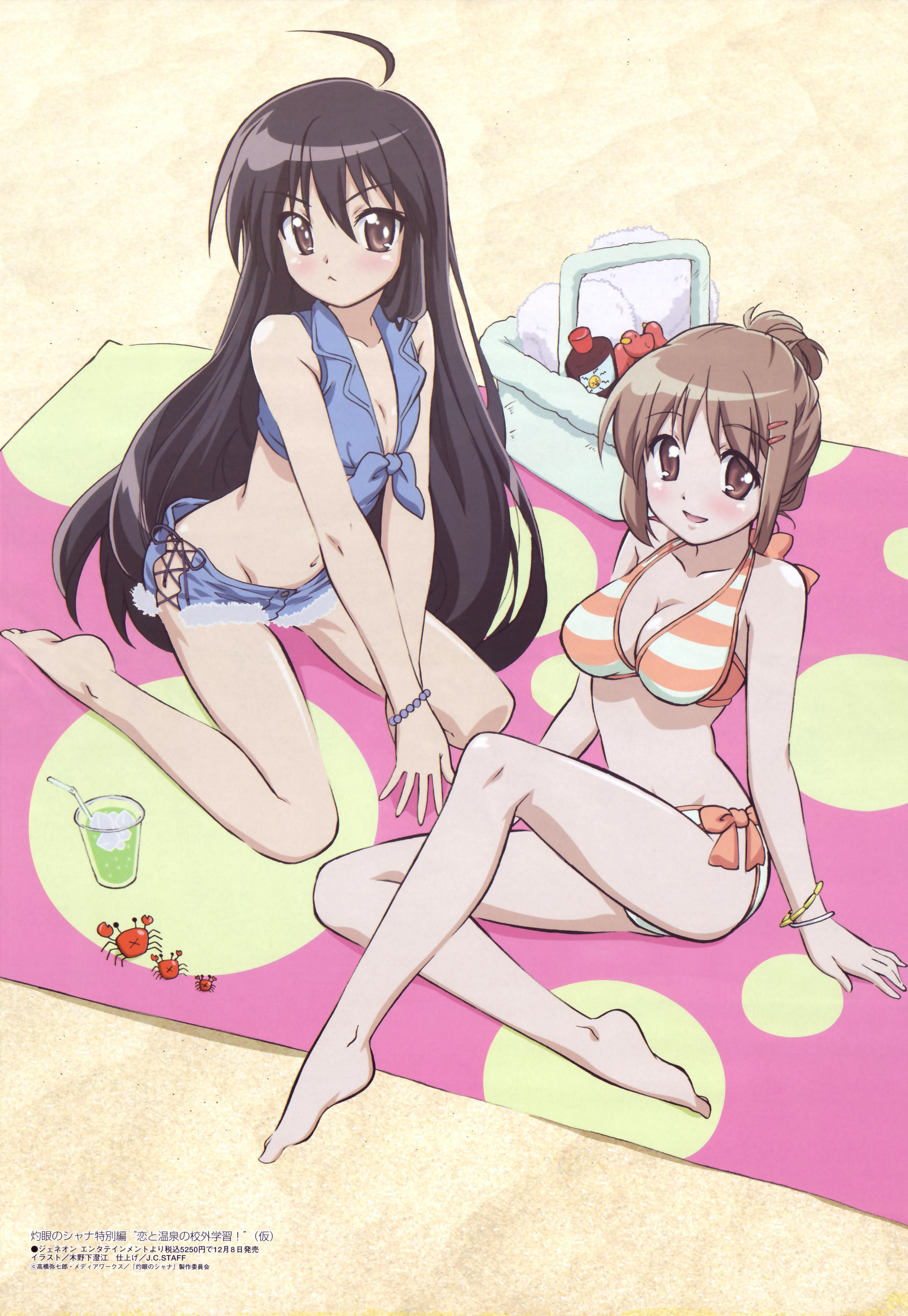 shana, yoshida kazumi, shakugan no shana, absurdres, highres, 00s, black hair, brown eyes, brown hair, swimsuit