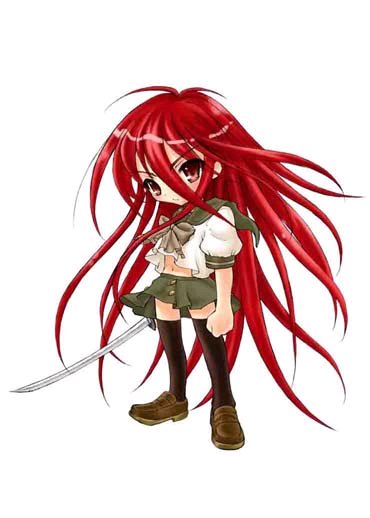 shana, shakugan no shana, 00s, red eyes, red hair, school uniform, serafuku, sword, thighhighs, weapon
