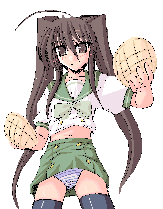 shana, shakugan no shana, 00s, brown eyes, brown hair, panties, school uniform, serafuku, thighhighs, underwear