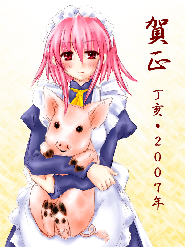 wilhelmina carmel, shakugan no shana, 00s, maid, pink eyes, pink hair