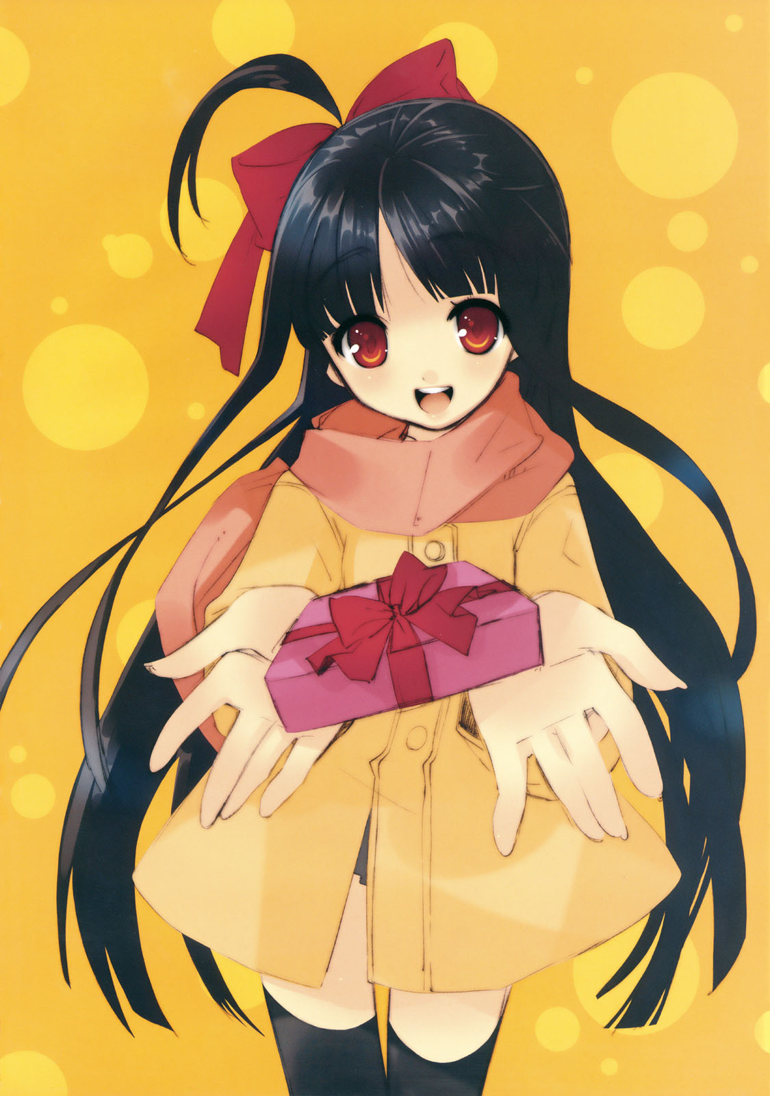 shana, shakugan no shana, highres, 00s, black hair, red eyes, thighhighs