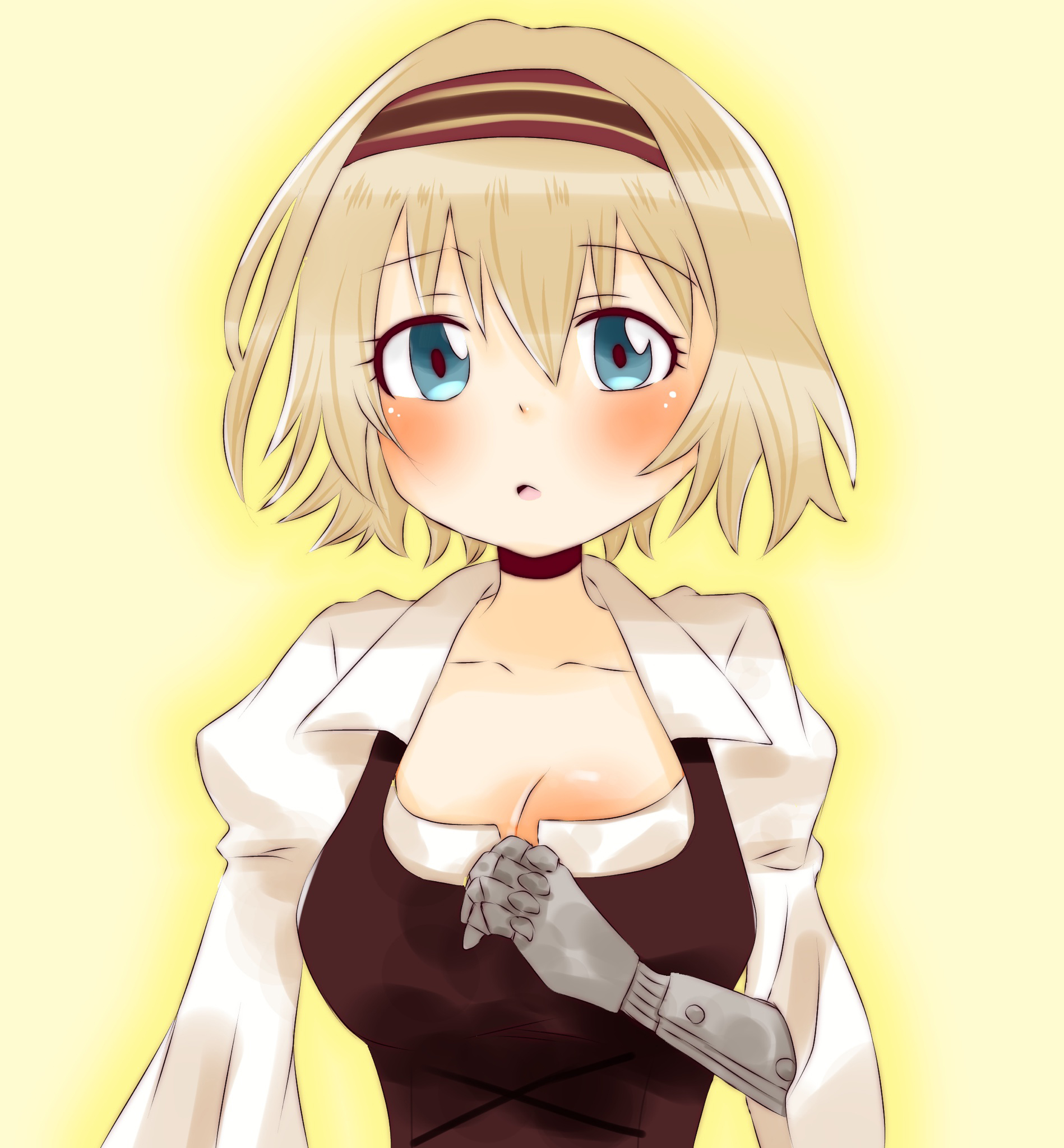 ilsa (grimms notes), grimms notes, bad id, bad twitter id, 1girl, blonde hair, breasts, large breasts, looking at viewer, sanatwi85, short hair, solo