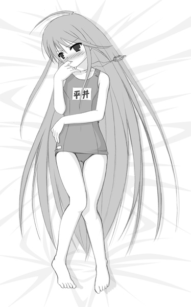shana, shakugan no shana, 00s, monochrome, sketch, swimsuit