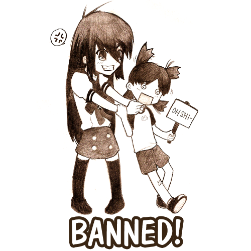 koiwai yotsuba, shana, 4chan, shakugan no shana, yotsubato!, lowres, 00s, 2girls, @ @, anger vein, child, crossover, english text, grin, long hair, monochrome, multiple girls, quad tails, school uniform, serafuku, short hair, sign, simple background, sketch, smile, text focus, thighhighs, white background