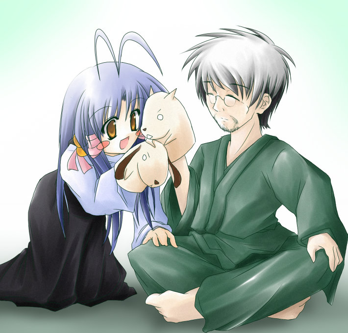 aoba kozue, haibara yukio, johnny ryuusei, kanazawa nanako, mahoraba, 00s, blue hair, brown hair, glasses, yellow eyes