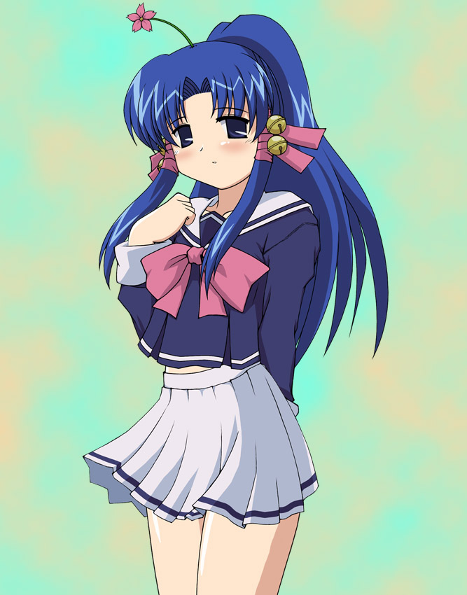 aoba kozue, konno natsume, mahoraba, 00s, blue eyes, blue hair, school uniform, serafuku