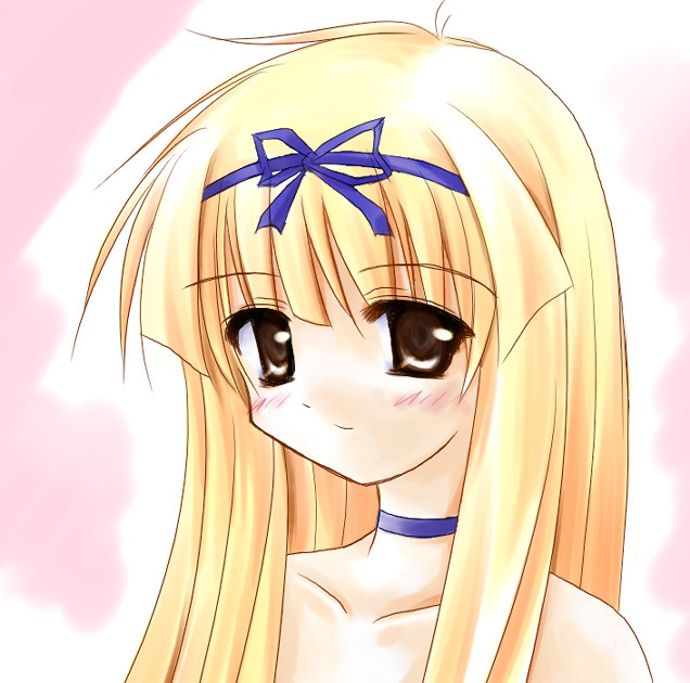 shiratori ryuuko, mahoraba, 00s, 1boy, blonde hair, brown eyes, choker, gradient background, male focus, solo, trap, white background