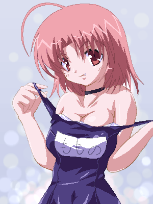 momono megumi, mahoraba, lowres, 00s, red eyes, red hair, swimsuit