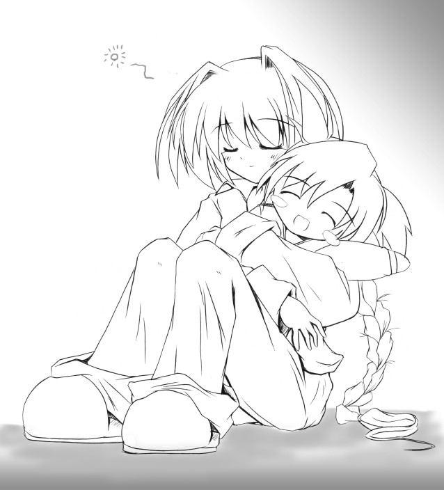 matsuba satsuki, shiratori ryushi, mahoraba, 00s, monochrome, sketch