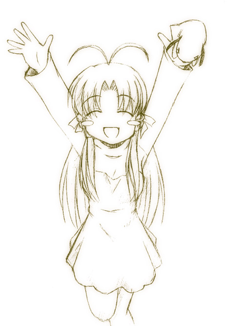 aoba kozue, johnny ryuusei, mahoraba, 00s, monochrome, sketch