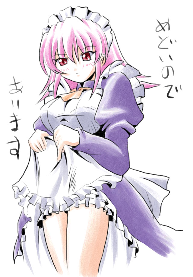 wilhelmina carmel, shakugan no shana, 00s, blush, maid, pink hair, red eyes