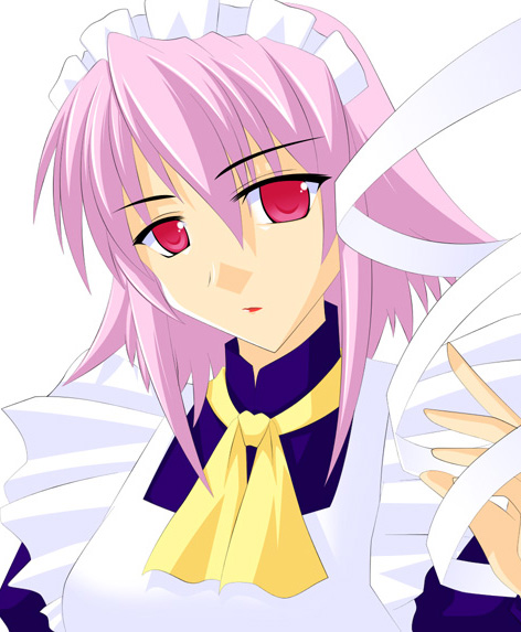 wilhelmina carmel, shakugan no shana, 00s, 1girl, female focus, maid, pink eyes, pink hair, simple background, solo