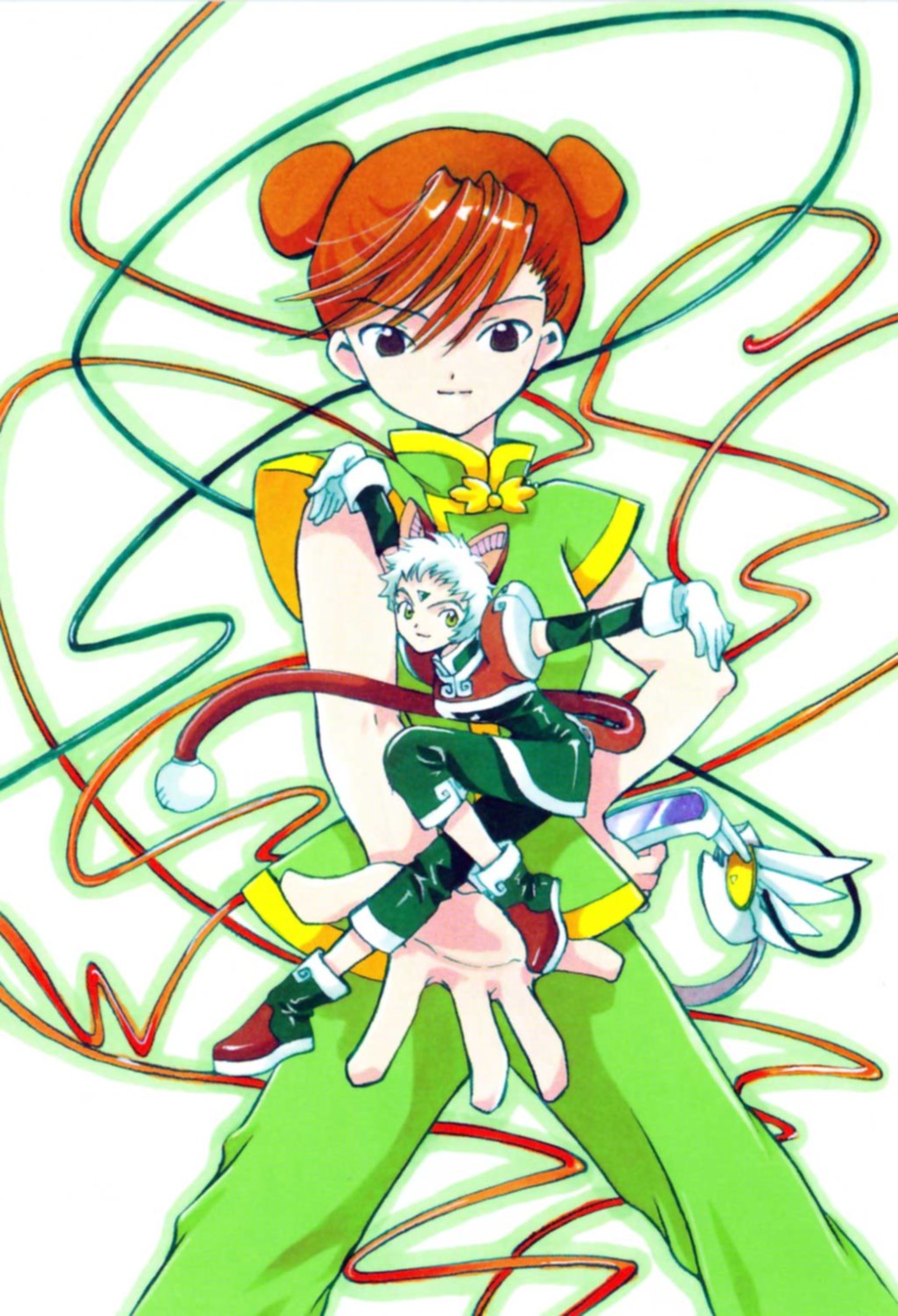 fujisaki madoka, mao (angelic layer), angelic layer, highres, blue hair, brown hair