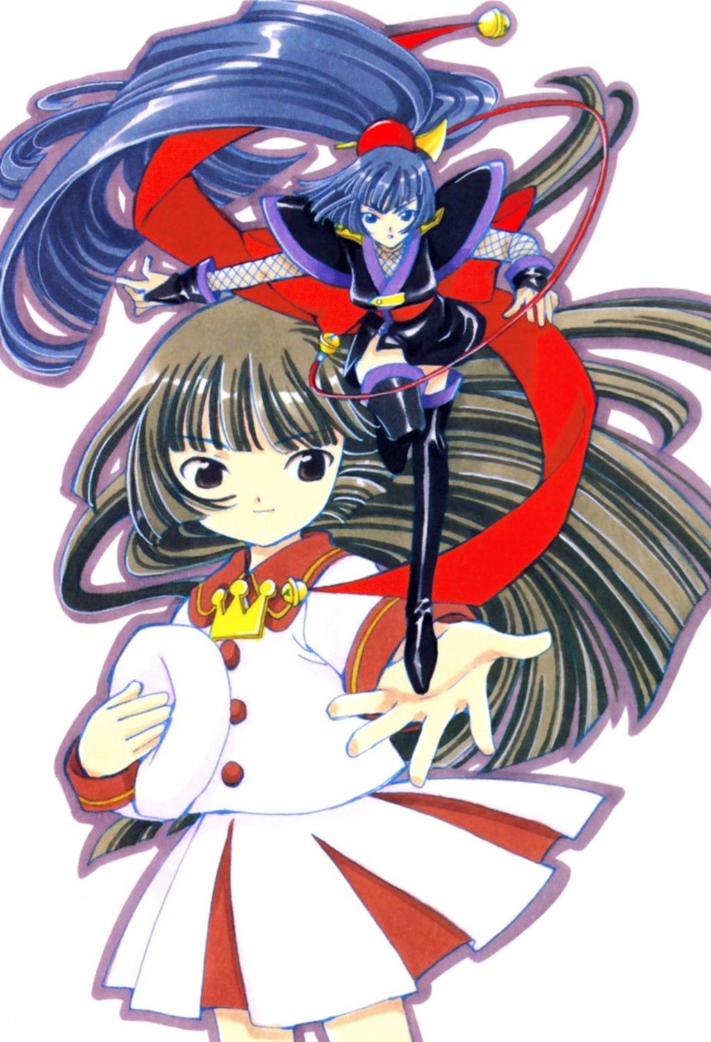 kobayashi hatoko, suzuka (angelic layer), angelic layer, highres, black hair, school uniform, serafuku