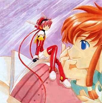 hikaru (angelic layer), suzuhara misaki, angelic layer, lowres, blue eyes, brown hair, pink hair, red eyes
