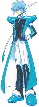wizard (angelic layer), angelic layer, artist request, lowres, tagme, 1boy, blue hair, full body, male focus, simple background, solo, standing, white background