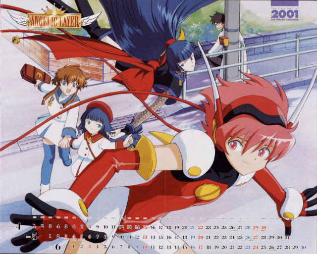 hikaru (angelic layer), kobayashi hatoko, mihara ichiro, suzuhara misaki, suzuka (angelic layer), angelic layer, black hair, blue eyes, brown hair, pink hair, red eyes, school uniform, serafuku
