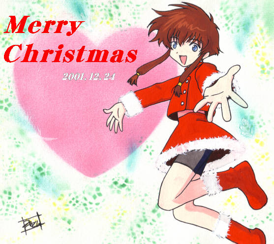 suzuhara misaki, angelic layer, blue eyes, brown hair, christmas