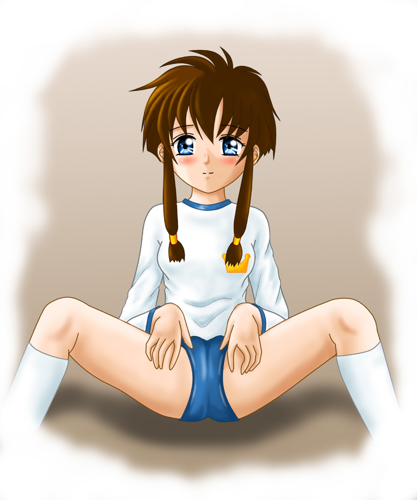 suzuhara misaki, angelic layer, blue eyes, brown hair, gym uniform