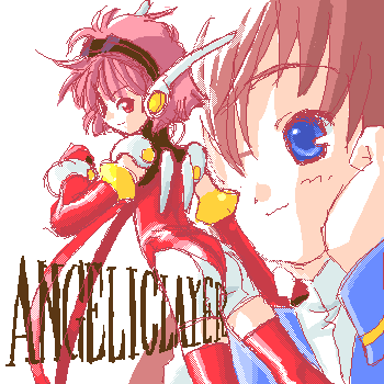 hikaru (angelic layer), suzuhara misaki, angelic layer, lowres, blue eyes, brown hair, pink hair, red eyes