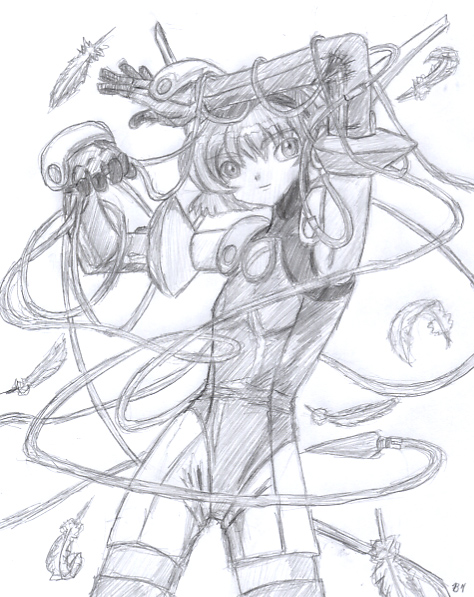 hikaru (angelic layer), angelic layer, tagme, monochrome, sketch