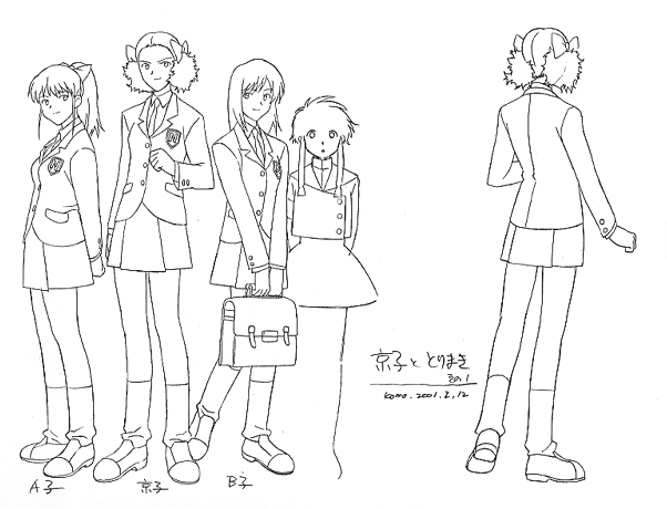 fujisaki madoka, suzuhara misaki, angelic layer, monochrome, sketch