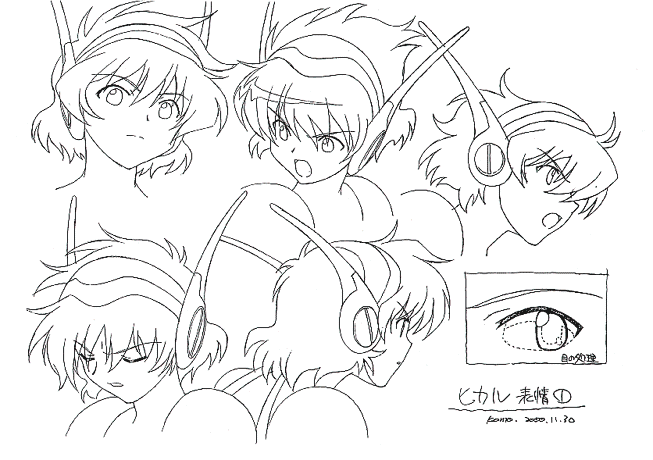 hikaru (angelic layer), angelic layer, tagme, monochrome, sketch