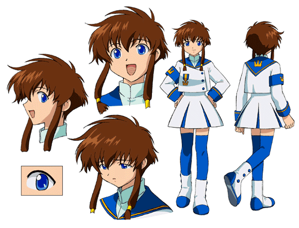 suzuhara misaki, angelic layer, blue eyes, brown hair, school uniform, serafuku, thighhighs