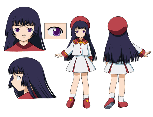 kobayashi hatoko, angelic layer, black hair, purple eyes, school uniform, serafuku