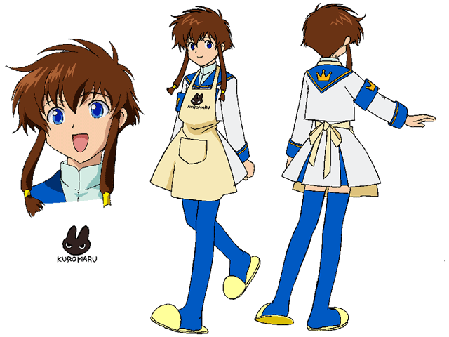 suzuhara misaki, angelic layer, official art, 1girl, blue eyes, brown hair, long bangs, reference sheet, school uniform, serafuku, short hair, thighhighs