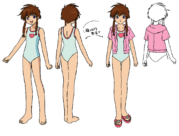 suzuhara misaki, angelic layer, blue eyes, brown hair, swimsuit