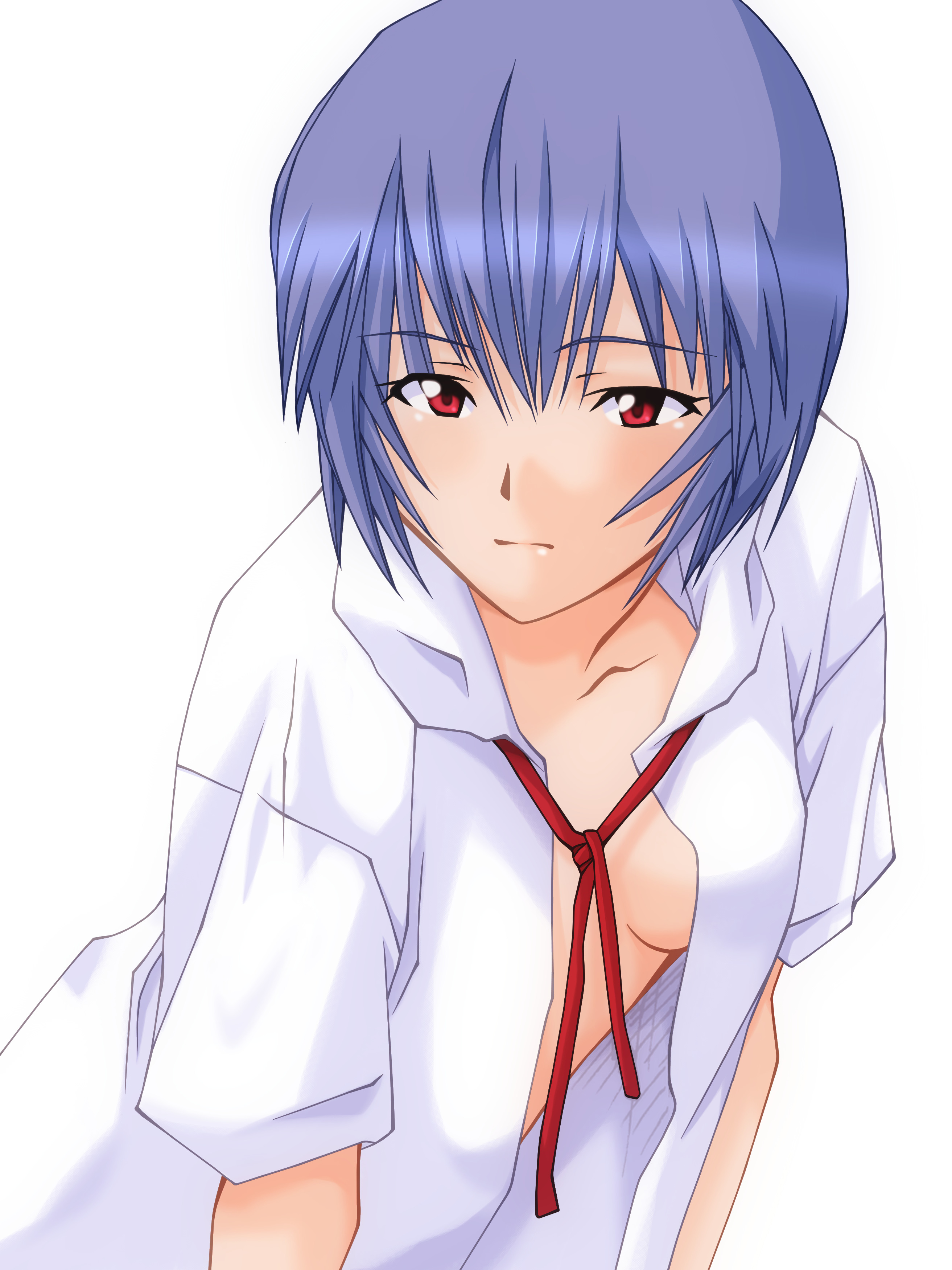 ayanami rei, neon genesis evangelion, absurdres, highres, blue hair, red eyes