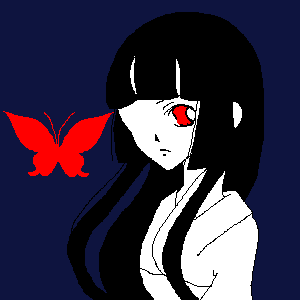 enma ai, jigoku shoujo, lowres, tagme, 00s, black hair, red eyes