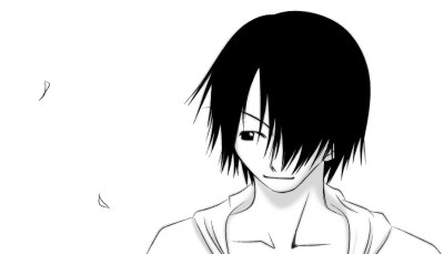 ichimoku ren, jigoku shoujo, lowres, 00s, black hair, monochrome, sketch