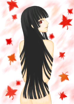 enma ai, jigoku shoujo, lowres, tagme, 00s, black hair, red eyes