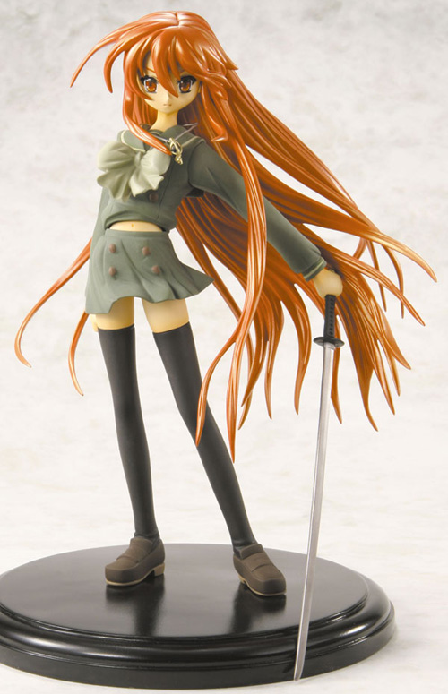 shana, shakugan no shana, photo (medium), 00s, figure, red eyes, red hair, school uniform, serafuku, sword, thighhighs, weapon