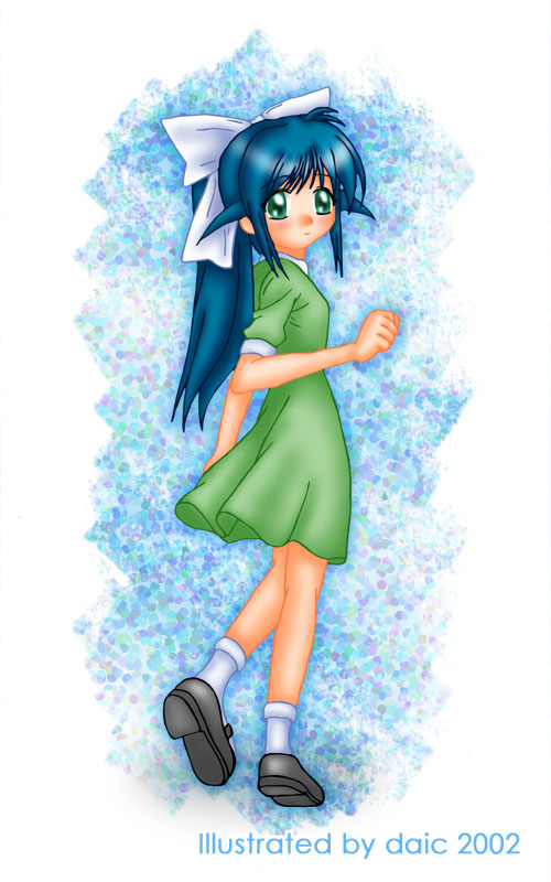 andou mahoro, gainax, mahoromatic, artist request, tagme, 1girl, blue hair, female focus, green eyes, solo