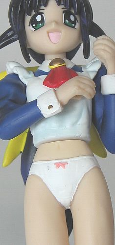 andou mahoro, mahoromatic, lowres, photo (medium), blue hair, figure, green eyes, maid, no humans, panties, solo, underwear