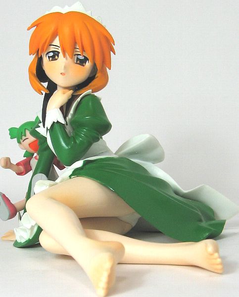 andou minawa, koiwai yotsuba, mahoromatic, yotsubato!, photo (medium), 2girls, barefoot, blonde hair, feet, figure, full body, green hair, loli, multiple girls, no humans, panties, pantyshot, quad tails, sitting, solo, underwear, upskirt, white panties, yellow eyes
