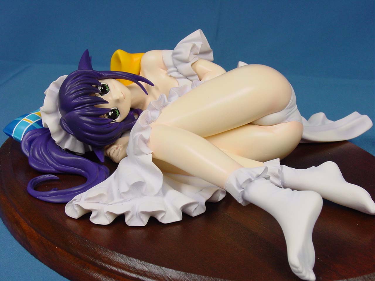 andou mahoro, mahoromatic, photo (medium), blue hair, figure, green eyes, maid, no humans, panties, solo, underwear