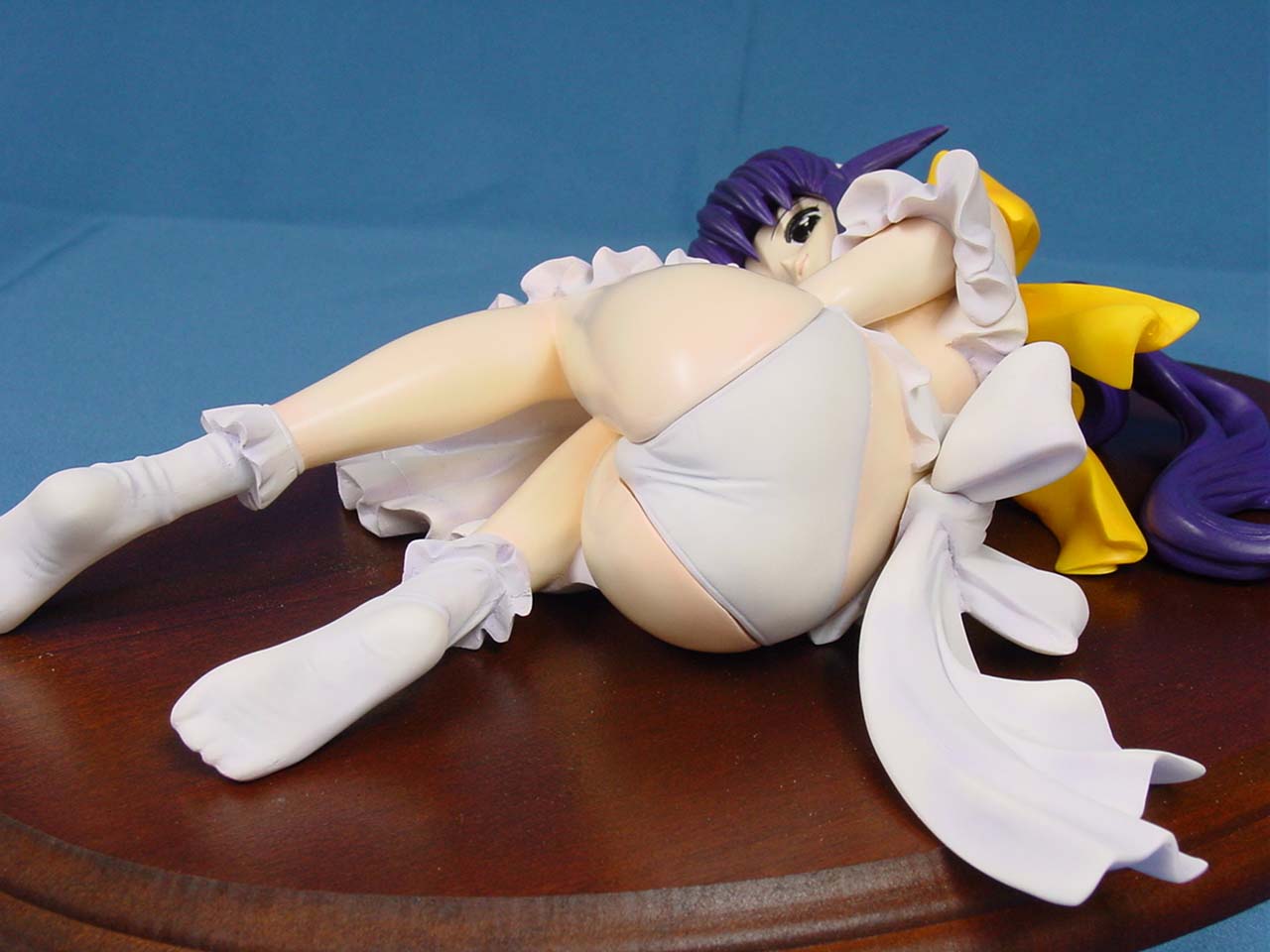 andou mahoro, mahoromatic, photo (medium), blue hair, figure, green eyes, maid, no humans, panties, solo, underwear
